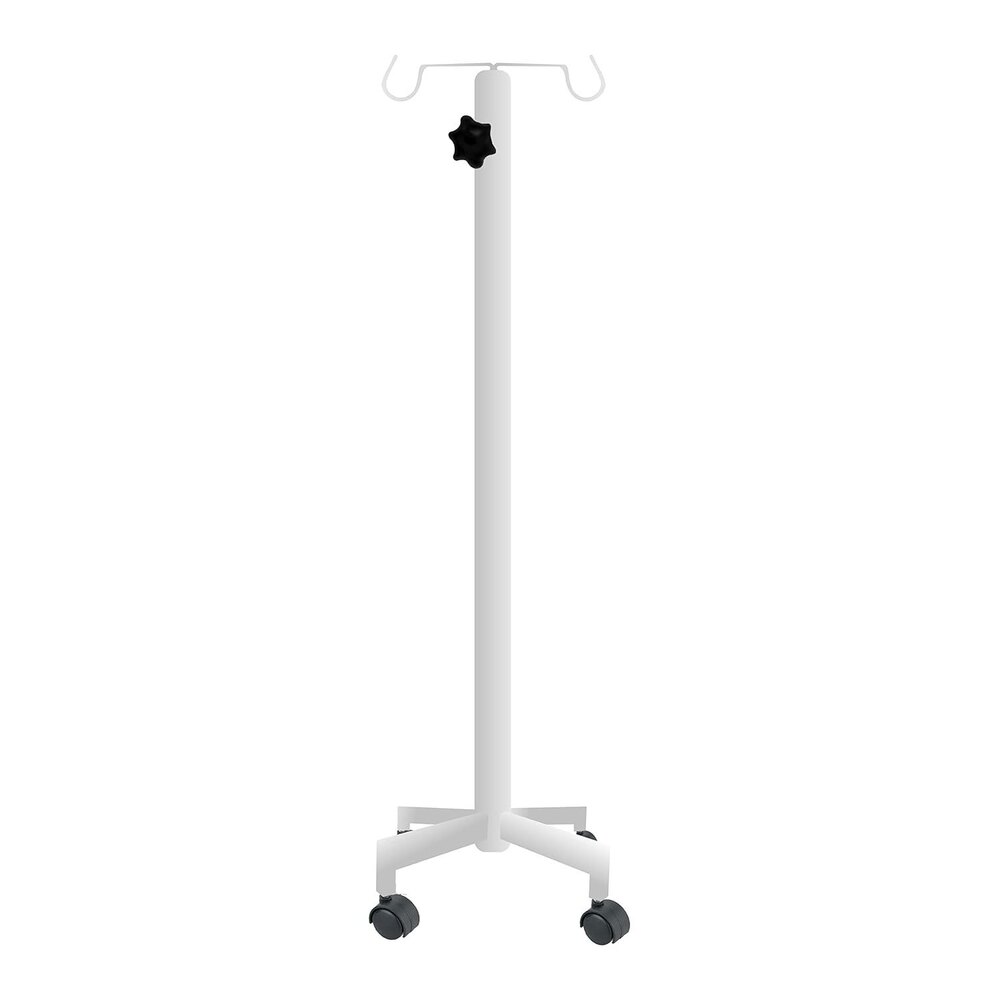 Iron Saline IV Stand with Wheels For Hospital (4 FT, White Color, 2 PCS)