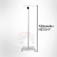 Iron Saline IV Stand with Wheels For Hospital (4 FT, White Color, 2 PCS)