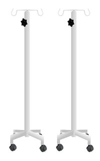 Iron Saline IV Stand with Wheels For Hospital (4 FT, White Color, 2 PCS)