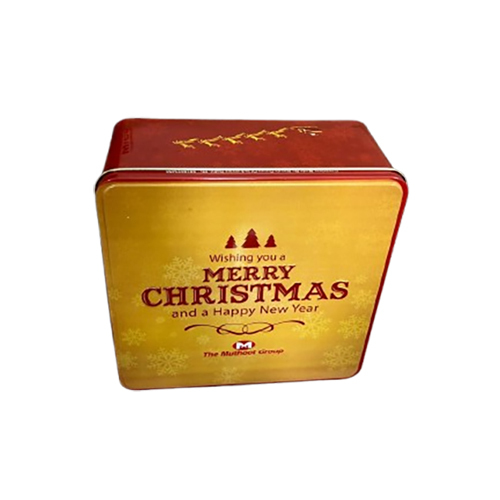 Merry Christmas Tin Container - Color: As Per Requirement