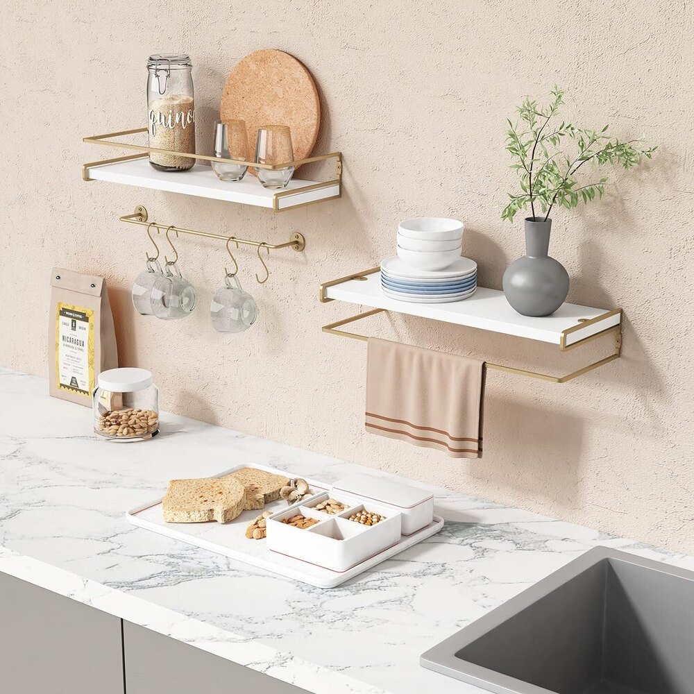 Floating Shelves Bathroom Shelves Over Toilet Set of 2, Decorative Wall Shelves for Bathroom