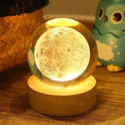 3D Crystal Balls - Glass, Different Sizes, Transparent | Round Shape Night Lamp & Gift Boxed Decor for Special Occasions