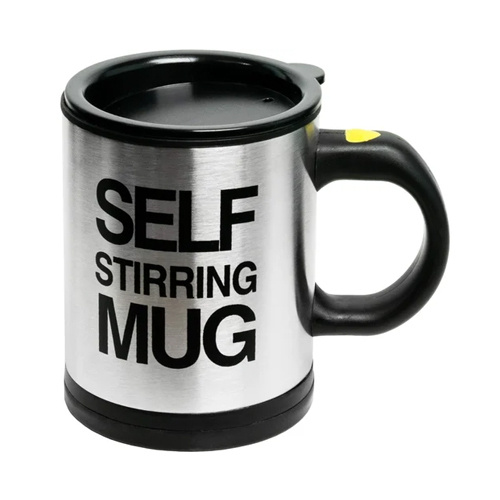 Self Stirring Mug - Metal, Different Sizes, Sleek Silver Color, Polished Surface Finish | Hassle-Free Self-Stirring Mechanism
