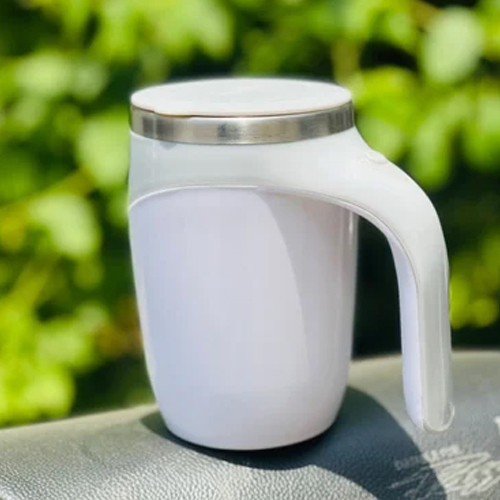 Magnetic Self Stirring Mug - Ceramic Material, Available in Various Sizes, Sleek White Color, Polished Surface Finish | Innovative Self-Stirring Mechanism