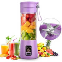 Portable 6 Blades Usb Juicer - High-quality Plastic, Compact Size, Stylish Purple Color | Automatic Shut Off, 9-month Warranty