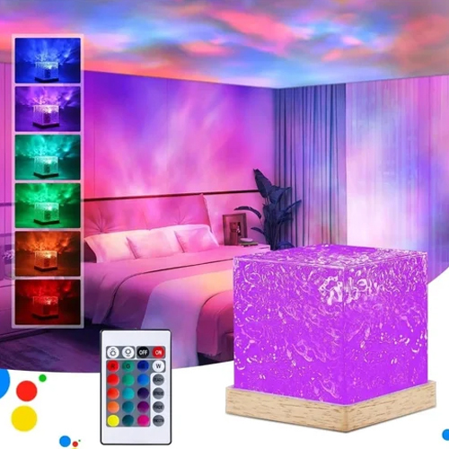 Wave Crystal Lamp - Plastic Material, Multiple Sizes Available, Vibrant Multicolor Design | Modern Square Shape, Electric Powered, Stylish Decor Addition