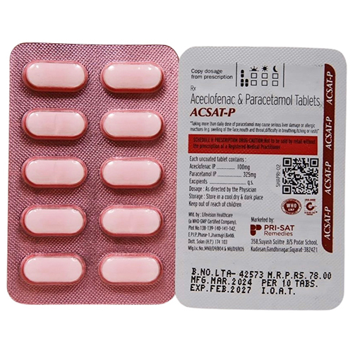 Aceclofenac And Paracetamol Tablets - Convenient Dosage Guidelines, General Medicine, Ideal For All Individuals, Store In Dry Place