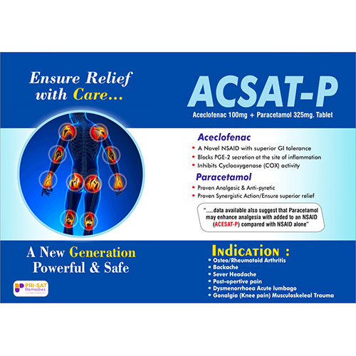 Acsat-P Aceclofenac 100Mg Plus Paracetamol 325 Mg Tablets - Drug Type: General Medicines