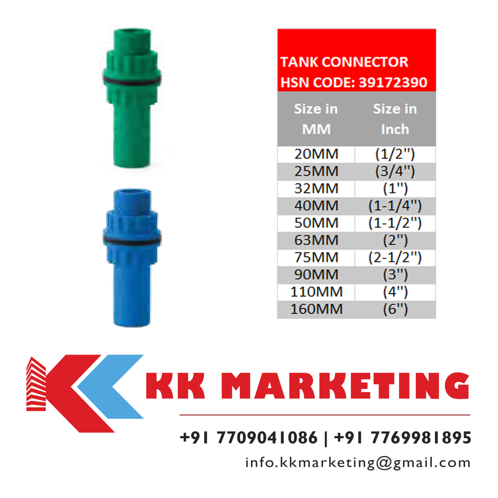 Ppr Tank Connector (Short) - Color: Green And Blue