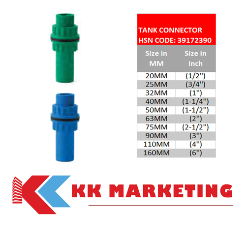 Ppr Tank Connector (Short) - Color: Green And Blue