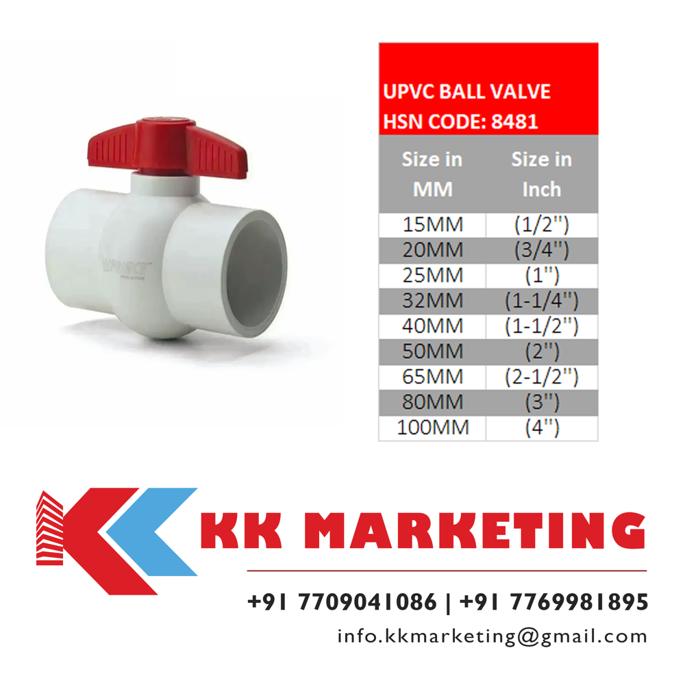 Upvc Ball Valve - Application: Plumbing