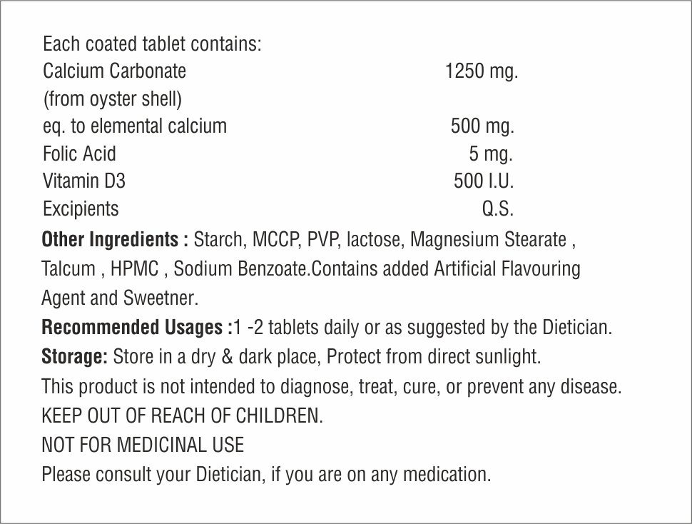 Calcium Tablet - Best Before: 18 Months