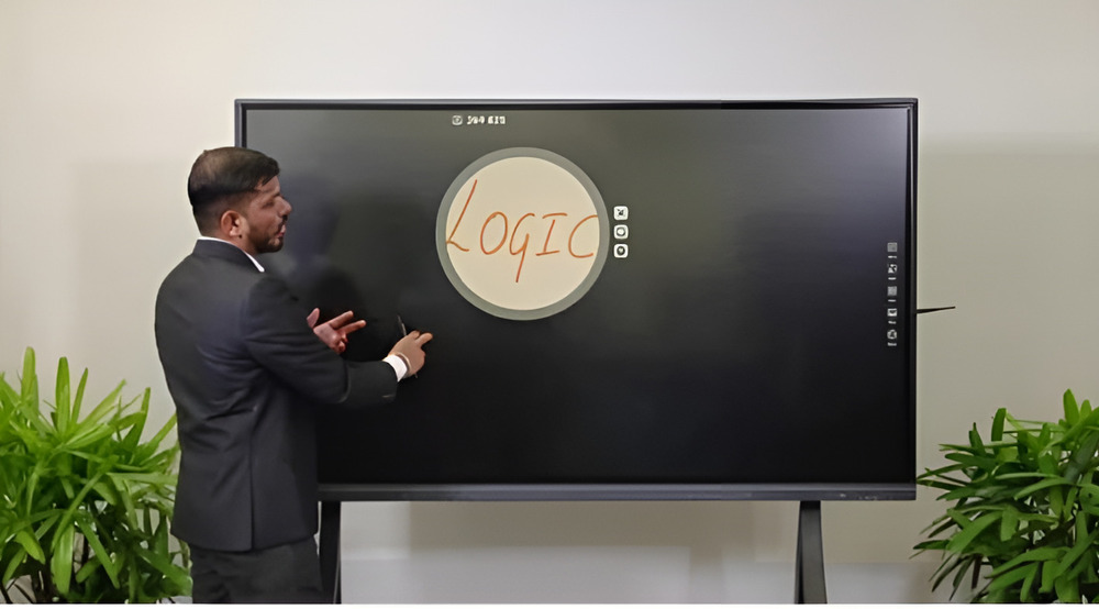 High Solid Smart Board - Metal & Plastic, 75 Inch Rectangular Interactive Display, White Color, Enhanced Learning for Adults in Educational Settings