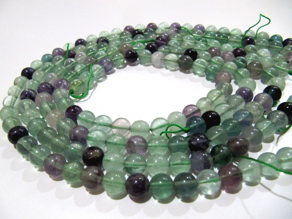 Natural Multi Fluorite Gemstone Rondelle Plain Smooth 8 mm Beads