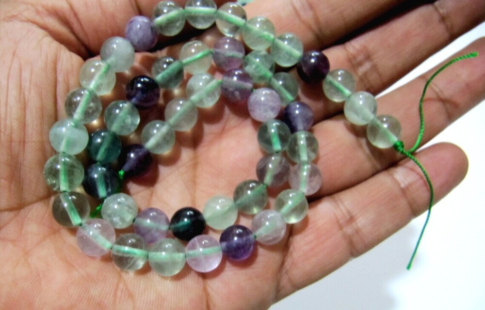 Natural Multi Fluorite Gemstone Rondelle Plain Smooth 8 Mm Beads