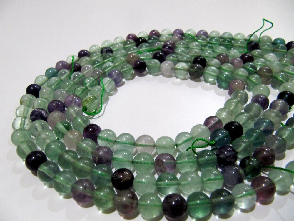 Natural Multi Fluorite Gemstone Rondelle Plain Smooth 8 mm Beads