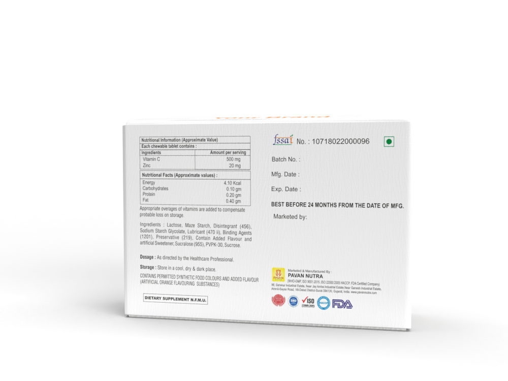Vitamin C Chewable Tab - Best Before: 18 Months