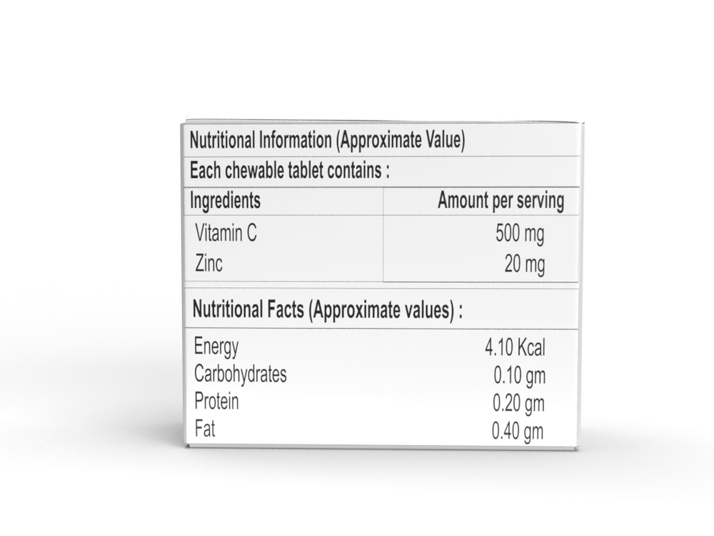 Vitamin C Chewable Tab - Best Before: 18 Months