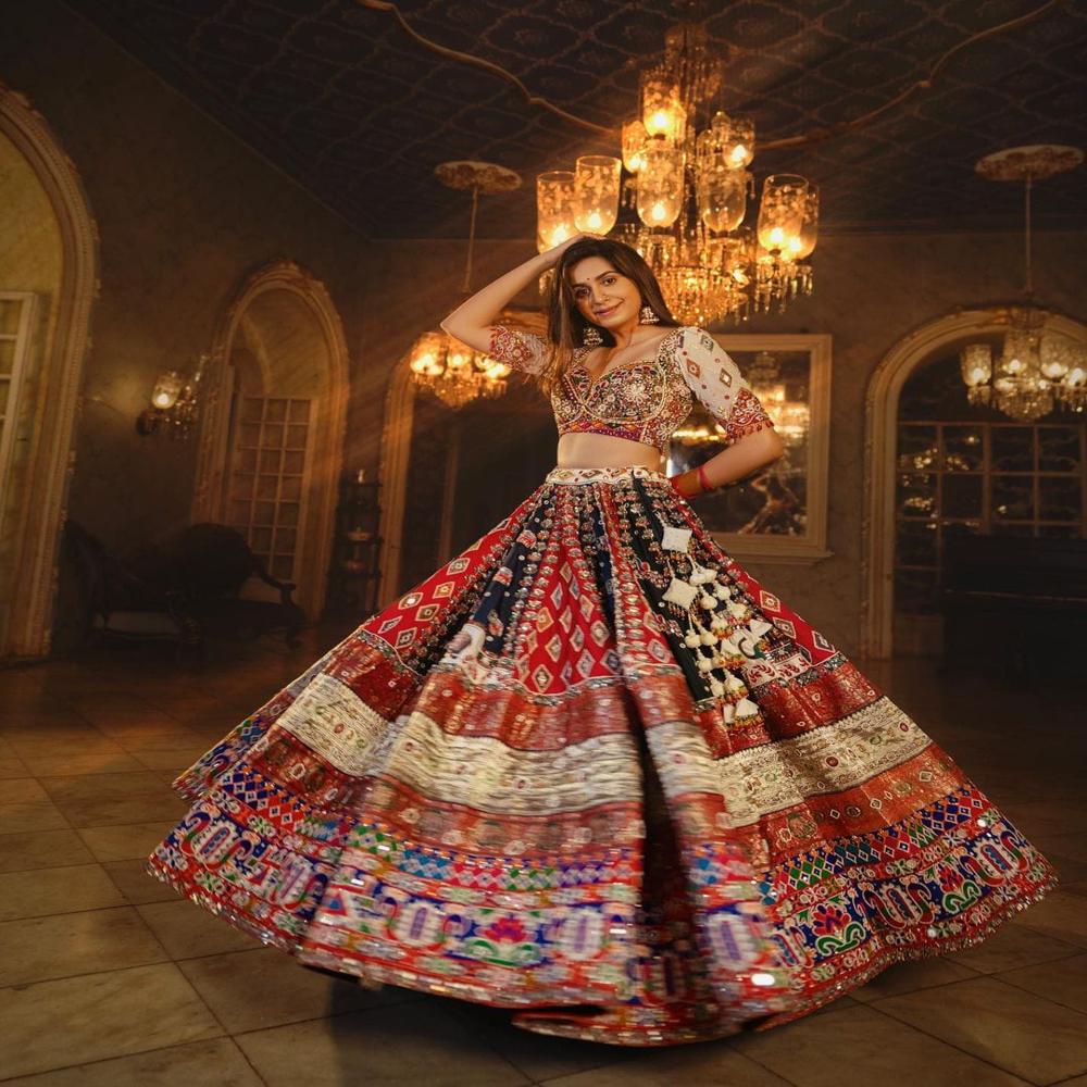 Digital Print Muslin Cotton Lehenga Choli - Color: Multi Color