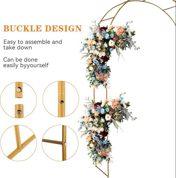 7.8ft Backdrop Stand - Balloon Arch Kit, Stable Balloon Arch Frame (Gold) - Application: Industrial