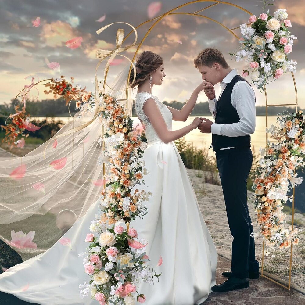 7.8ft Backdrop Stand - Balloon Arch Kit, Stable Balloon Arch Frame (Gold) - Application: Industrial