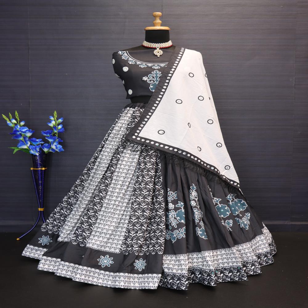 Digital Print Muslin Cotton Lehenga Choli