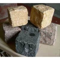 Granite Cobble Stone - Natural Granite, 4 Inch Diameter, Various Colors - Cube Form With Rough-rubbing Texture, Slip-resistant Design