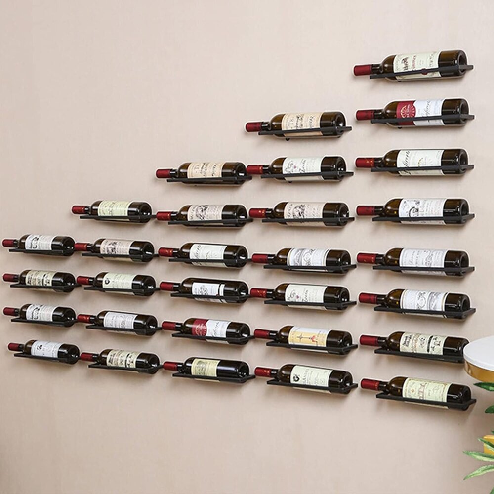 Black Wall Mounted Racks -Bottle Display Holder for Wall, Metal Hanging