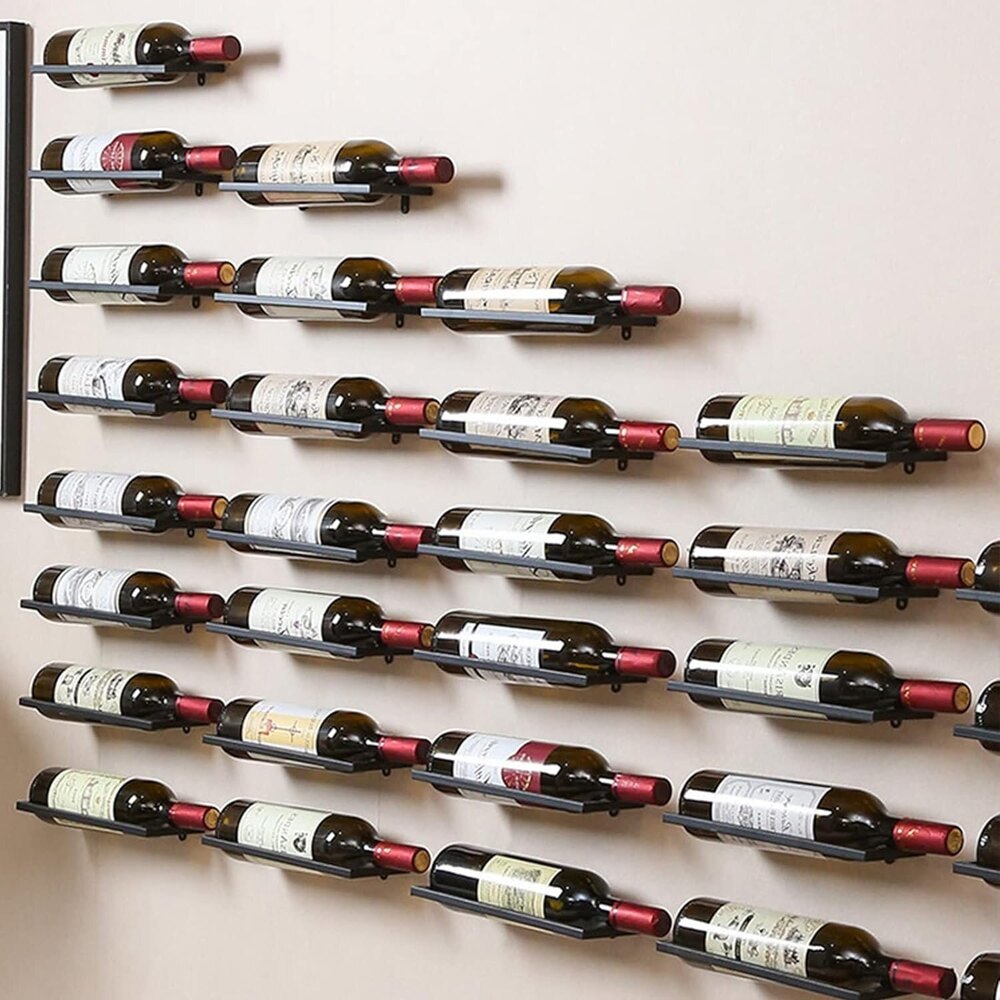 Black Wall Mounted Racks -Bottle Display Holder For Wall, Metal Hanging - Application: Bar