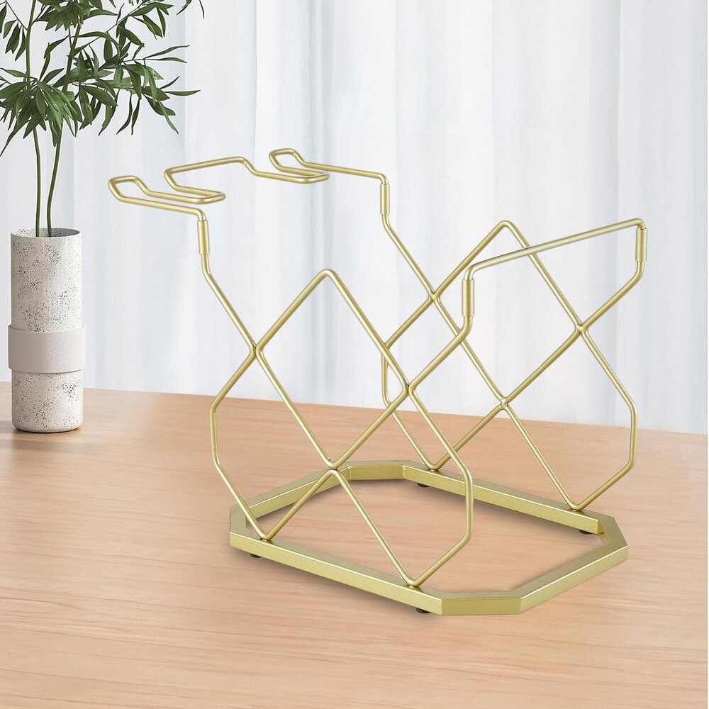 Bottle Rack With Glass Shelf Countertop, Small Rack, Hold 5 Bottles And 2 Glasses - Application: Industrial