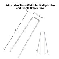 6 Inch Garden Stakes Galvanized Landscape Staples,u-type Turf Staples 50 Pack - Color: White