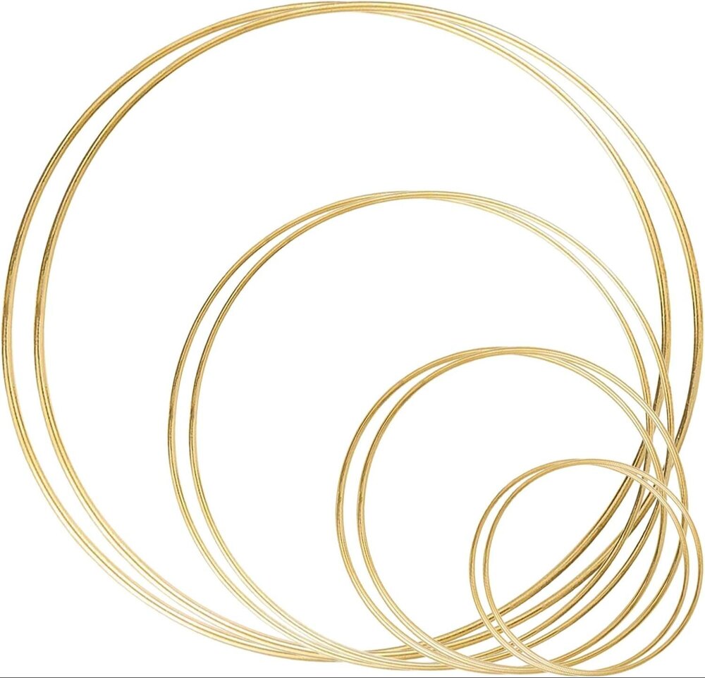 8 Pack Large Metal Floral Hoop Wreath Macrame Gold Hoop Rings(6 Inch8 Inch10 Inch 12 Inch)