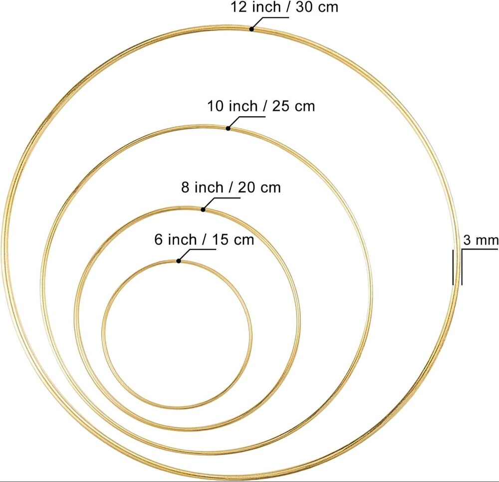 8 Pack Large Metal Floral Hoop Wreath Macrame Gold Hoop Rings(6 Inch8 Inch10 Inch 12 Inch)