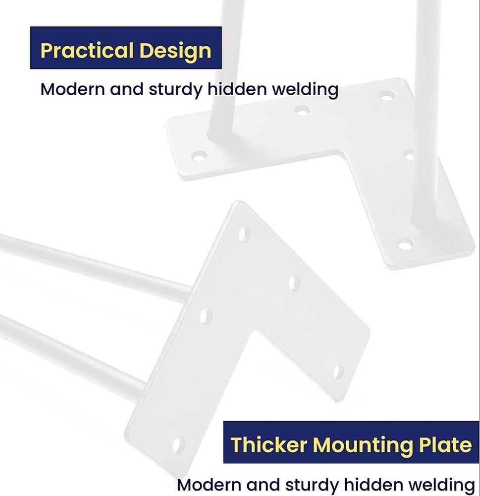 16 Inch Heavy Duty Hairpin Furniture Legs, Metal Home DIY Projects for Nightstand White 4PCS