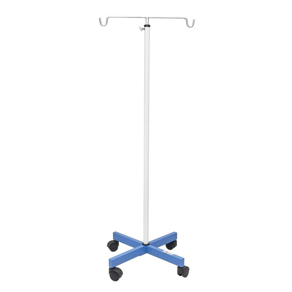 Fully Folding Saline IV Stand - Four Wheels, For Hospital and Personal Use