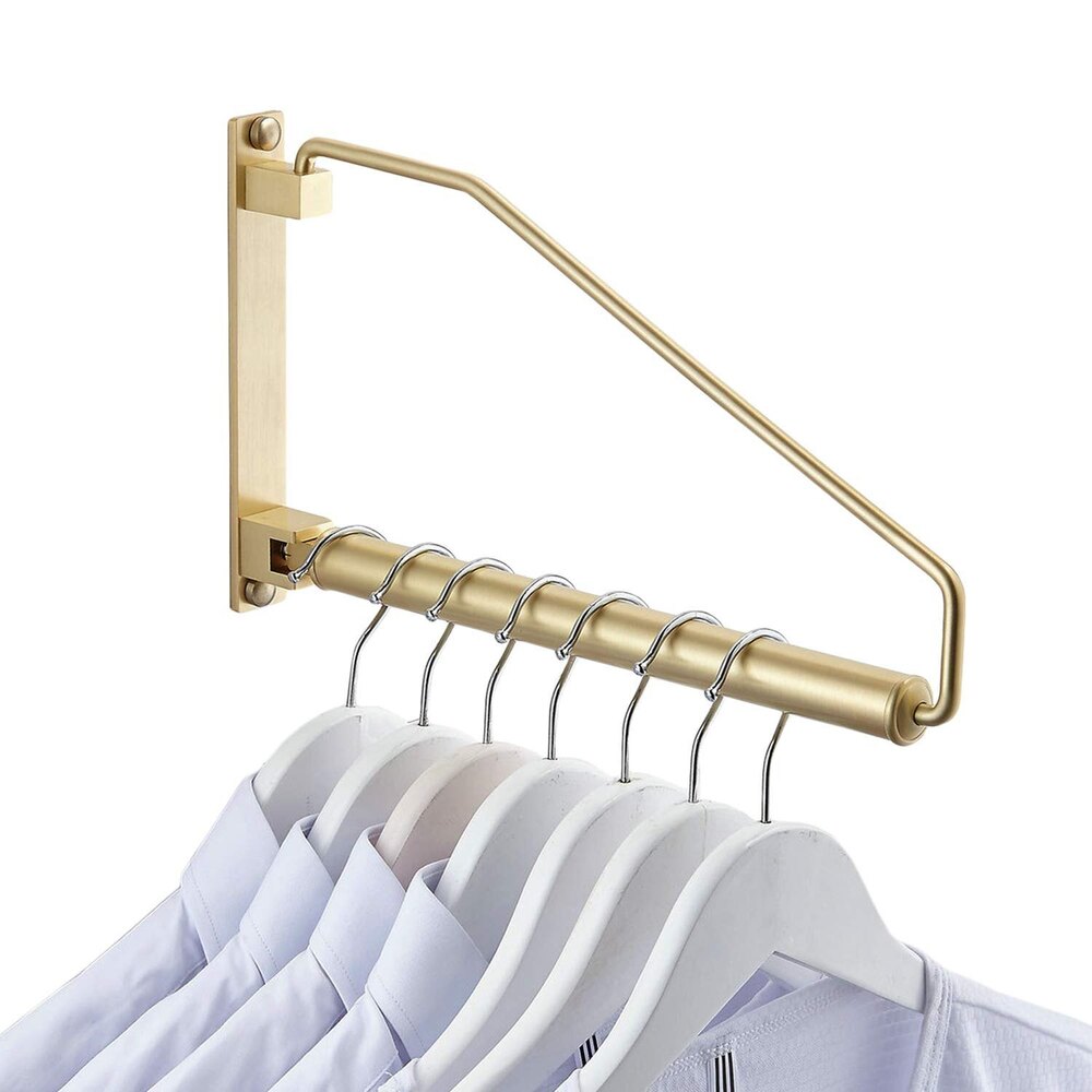 Folding Wall Mounted Clothes Hanger Rack Clothes Hook Solid Brass with Swing Arm Holder