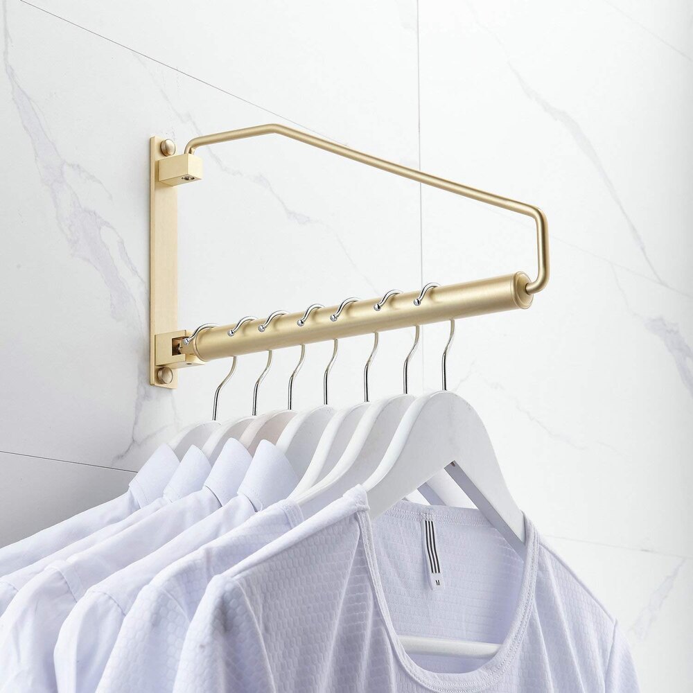 Folding Wall Mounted Clothes Hanger Rack Clothes Hook Solid Brass with Swing Arm Holder