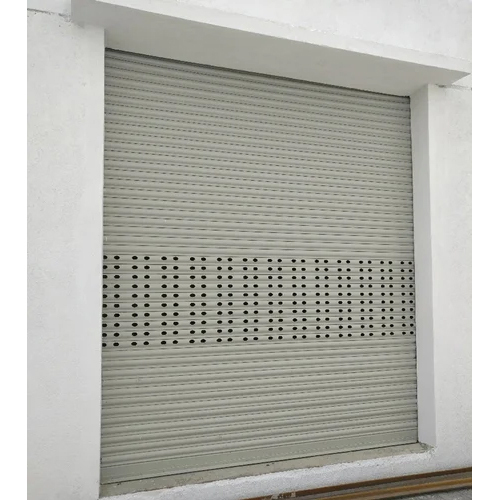 Perforated Rolling Shutter - Galvanized Iron, Vertical Opening, Silver Color | Automatic Operation, Exterior Insulation for Weather Protection