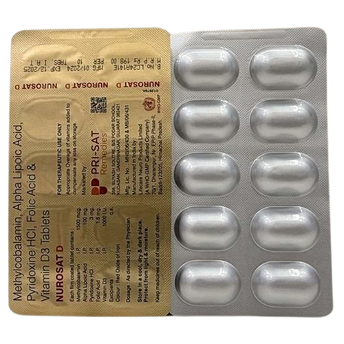 Nurosat D Methylcobalamin Alpha Lipoic Acid Pyridoxine Hci Folic Acid And Vitamin D3 Tablets - Drug Type: General Medicines