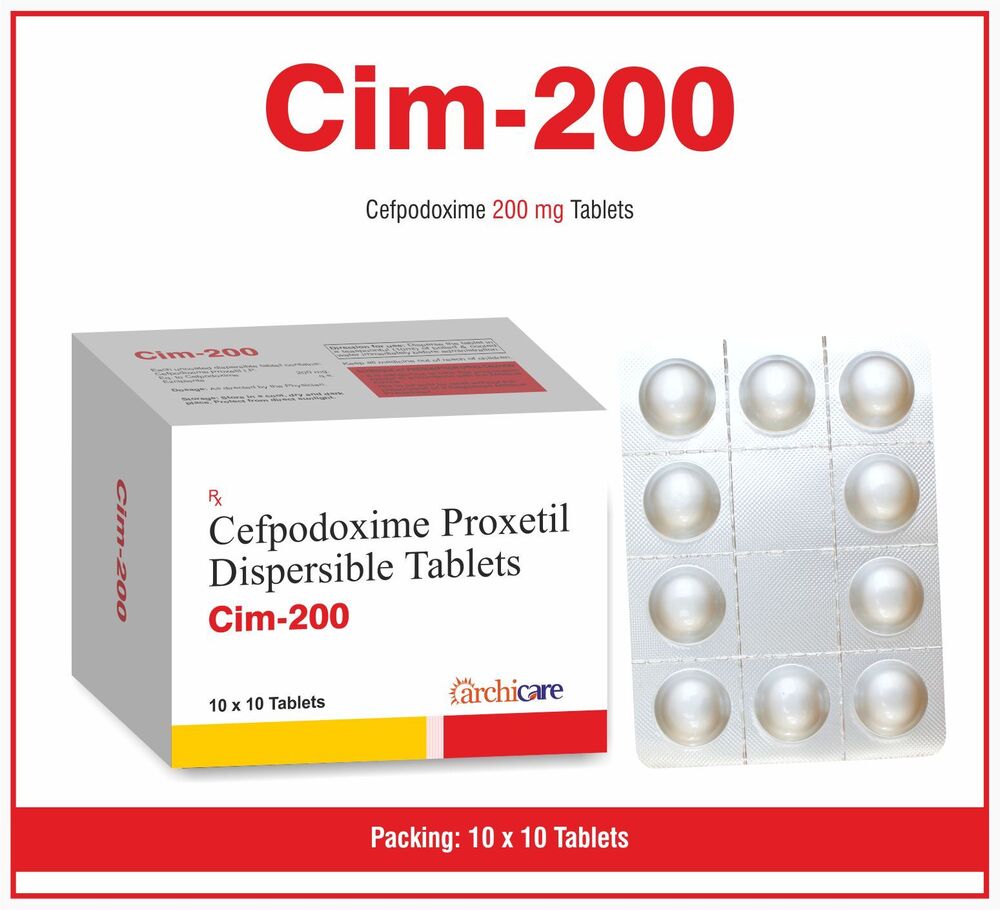 CIM-200 TABLETS - Cefpodoxime Dispersible 200mg | Effective Antibiotic for Bacterial Infections, Easy-to-Swallow Formulation