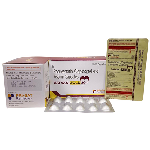 Rosuvastatin Clopidogrel And Aspirin Capsules - 100 Count, Suitable for All Ages, Convenient Dosage of 10 x 10 Capsules, Blood Clot Risk Reduction