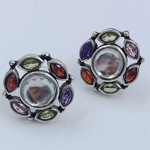 Bloom Sterling Silver Earrings - Color: Pinkmulticolor