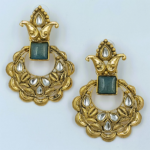 Cultural Artistry Intricate Gold Earrings - Color: Golden