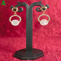 Glittering Beaded Earrings - Alloy Material, Adjustable Size , Gold Plated Finish With Cubic Zirconia/american Diamond Accents