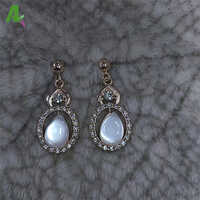 Jewels Elegant Rhinestone Studded Drop Earrings - Color: Gold Plated