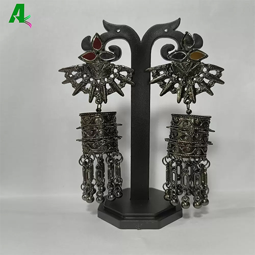 Jhumki Earrings - Color: Black