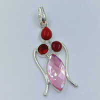 Elegant Red And Pink Gemstone Pendant
