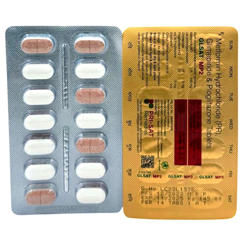Glsat-mp2 Metformin Hydrochloride Glimepiride And Pioglitazone Tablets