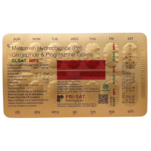 Glsat-mp2 Metformin Hydrochloride Glimepiride And Pioglitazone Tablets
