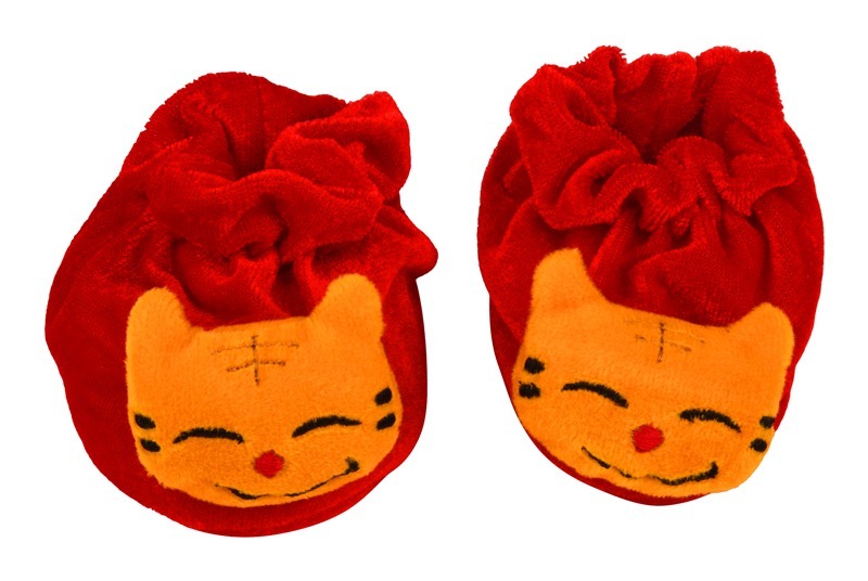Soft Velvet Booties - 9 Cm Toe To Heel Length Multi-colored Stylish And Comfortable Cotton Booties For 0-12 Month Old Babies